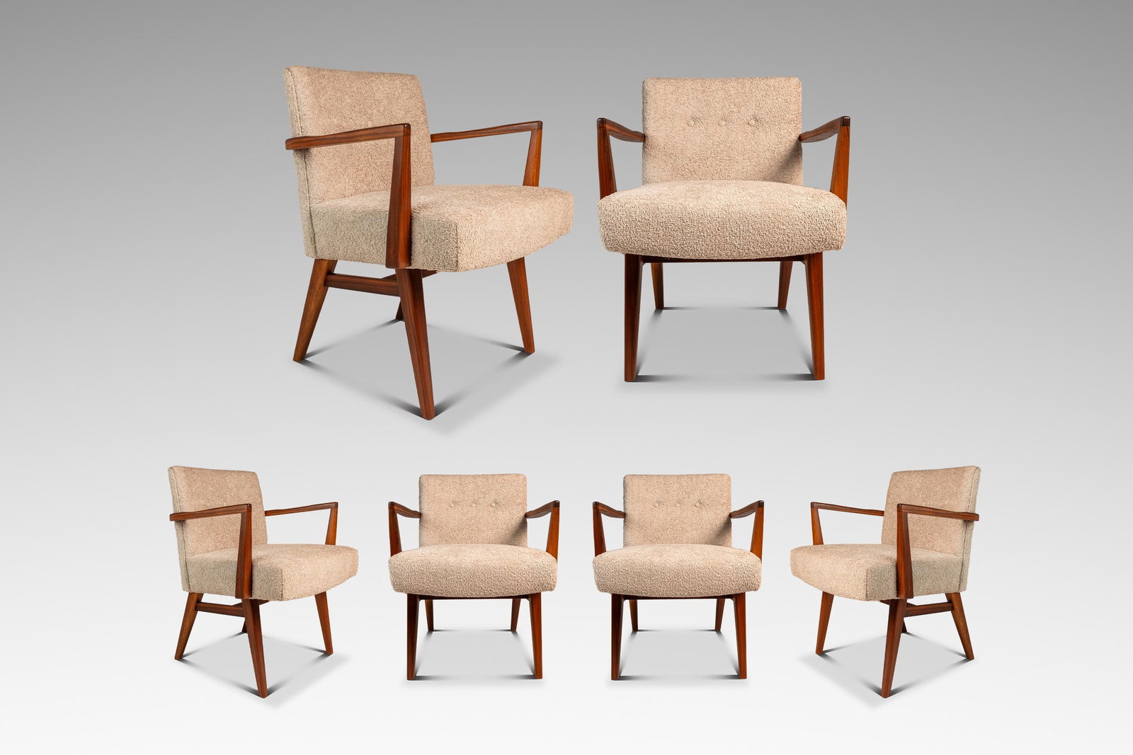 Set of Four Walnut Model C-108 Armchairs by Jens Risom Restored Mid-Century Modern (1 of 18)