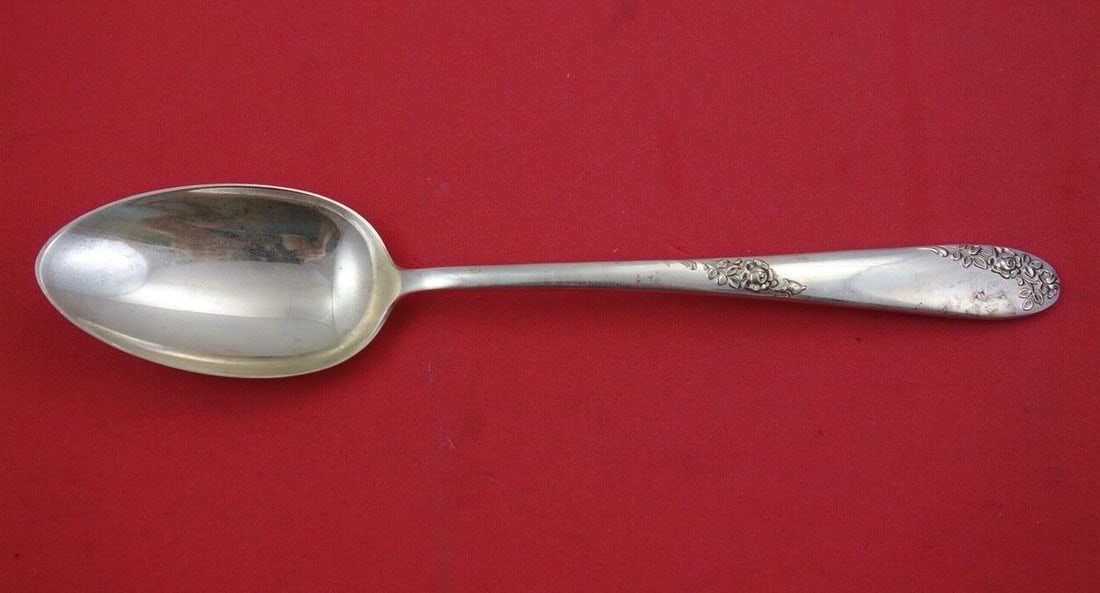 Lunt Sweetheart Rose Sterling Silver Serving Spoon 8.25 Inch (1 of 2)