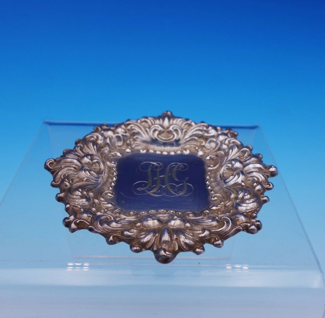Unger Douvaine Sterling Silver Butter Pat 3 3/8" Engraved Monogram (1 of 6)