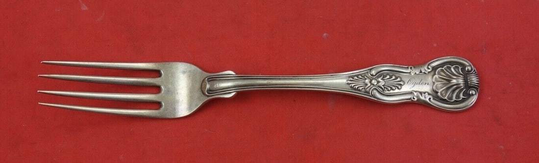 Bailey & Kitchen Kings Coin Silver 7 inch Fancy Back Fork (1 of 2)