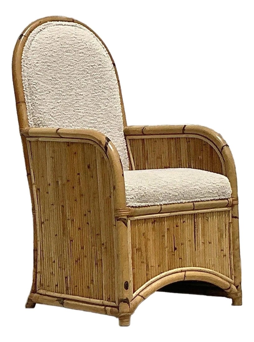 Vintage 1978 Henry Olko Arched Rattan Chair Coastal Design: Vintage 1978 Henry Olko Arched Rattan Chair Coastal Design Introducing the Vintage 1978 Henry Olko Arched Rattan Chair, a stunning blend of coastal charm and mid-century modern design. This exquisite 