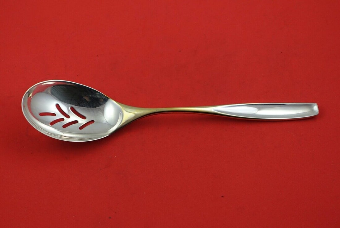 Kirk Golden Selene Sterling Silver Pierced Serving Spoon 9" (1 of 2)