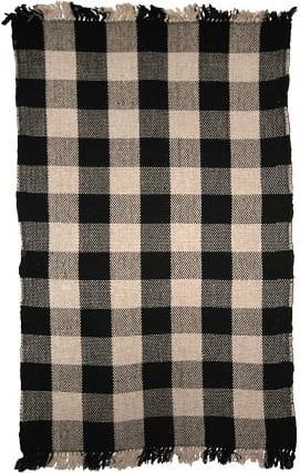 Hand-Woven Beige Wool Rug 6x9 Classic Checkerboard Design (1 of 1)