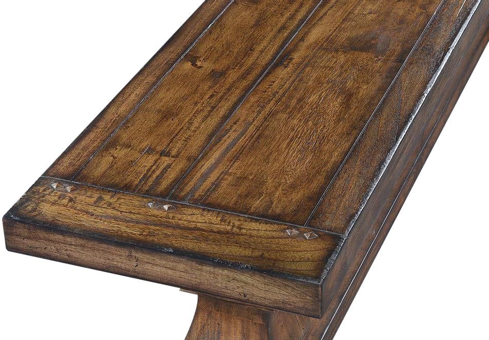Rustic Pecan Solid Wood Tuscan Harvest Backless Bench - 2