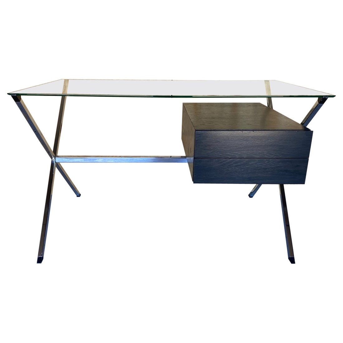 Franco Albini Knoll Desk Model 1928 Modern Chrome Glass Wood: Franco Albini Knoll Desk Model 1928 Modern Chrome Glass Wood Introducing the Franco Albini for Knoll Desk Model '1928', a stunning blend of modern design and practicality. This desk features a transpa
