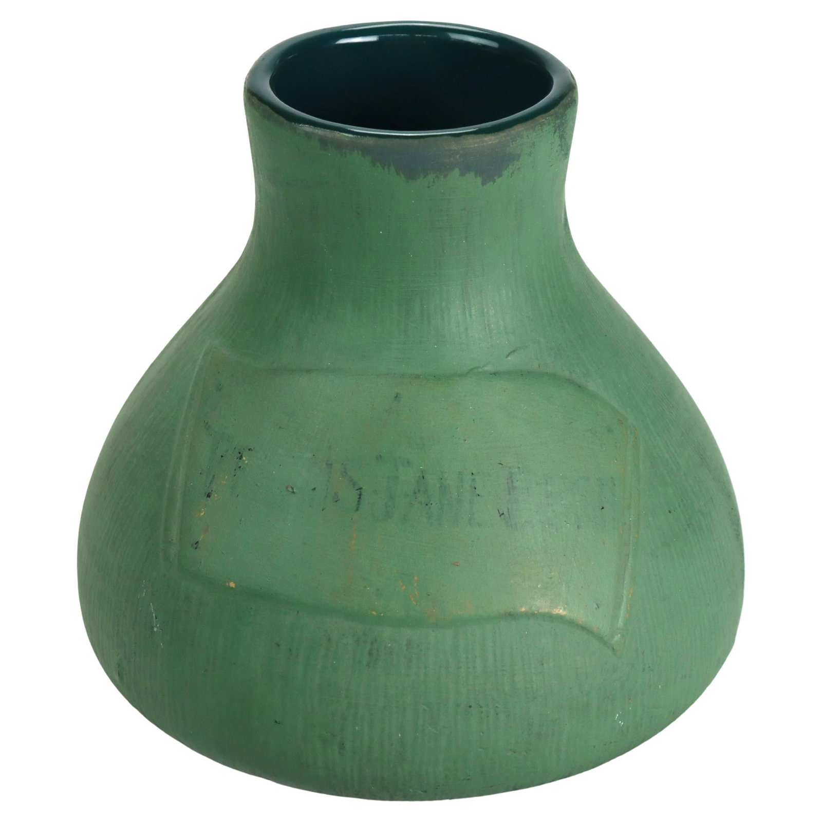 Signed Antique Arts and Crafts Matte Green Pottery Vase C1910 (1 of 8)