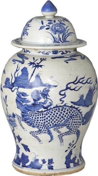 Handmade 21 Inch Traditional Blue White Chinese Temple Jar (1 of 1)