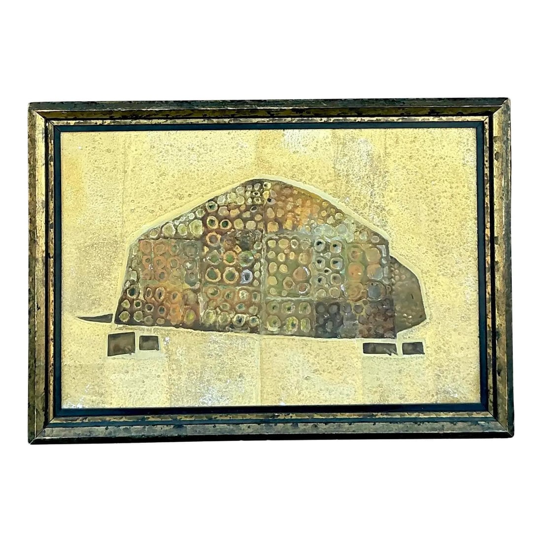 1964 Vintage Boho Mixed Media Armadillo Artwork on Board: 1964 Vintage Boho Mixed Media Armadillo Artwork on Board Add a touch of authentic 1960s artistic expression to your space with this original vintage mixed media artwork on board. Created in 1964, this
