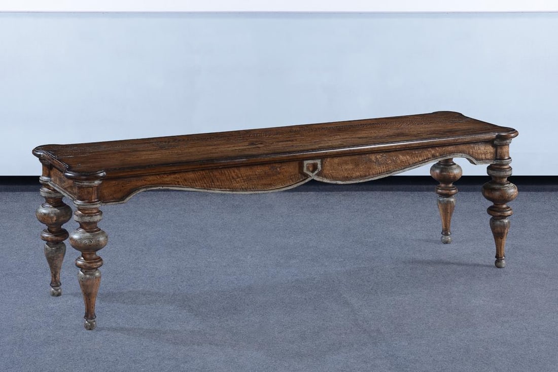 Elegant Portico Backless Bench Rustic Pecan Old World Charm: Elegant Portico Backless Bench Rustic Pecan Old World Charm Introducing the Elegant Portico Bench, a stunning piece that embodies Old World charm. This backless bench features rounded corners and is c
