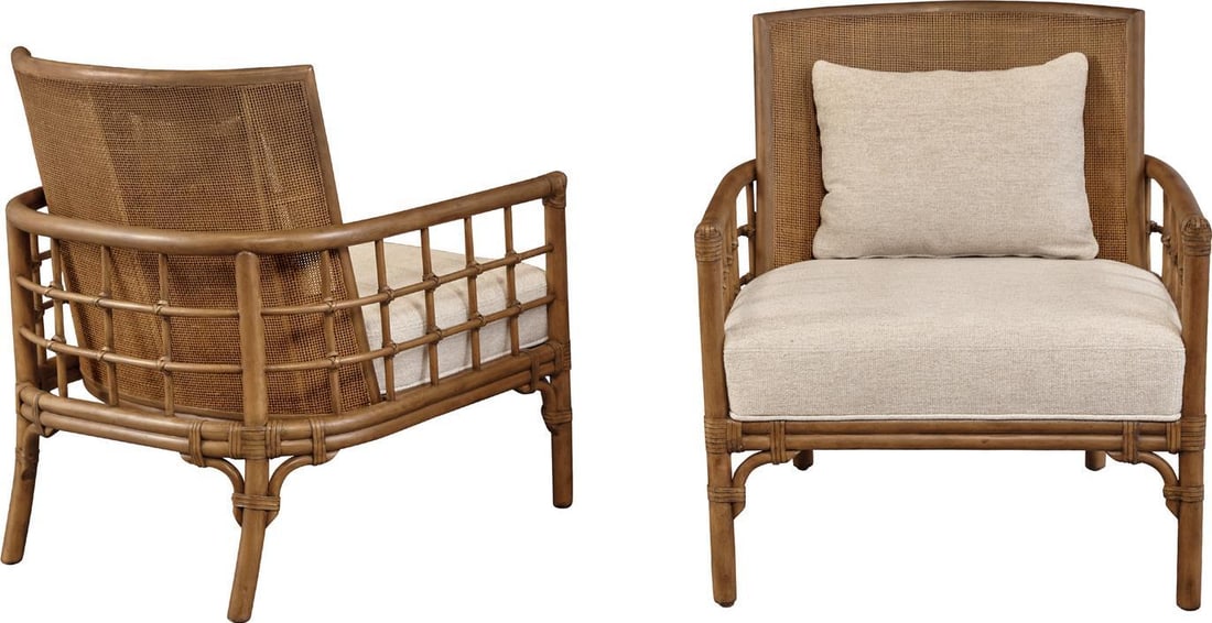 Port Eliot Coastal Rattan Chair in Fruitwood Finish: Port Eliot Coastal Rattan Chair in Fruitwood Finish Enhance your living space with this stylish Coastal Rattan Chair from the Pacifico collection. Featuring a unique design, this chair is crafted from