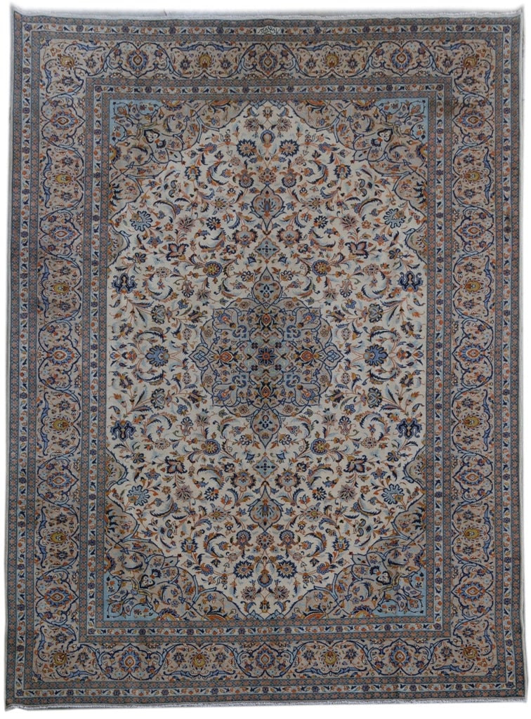 10' x 13' Ivory Persian Signed Shadsar Kashan Rug Handmade Luxury (1 of 6)