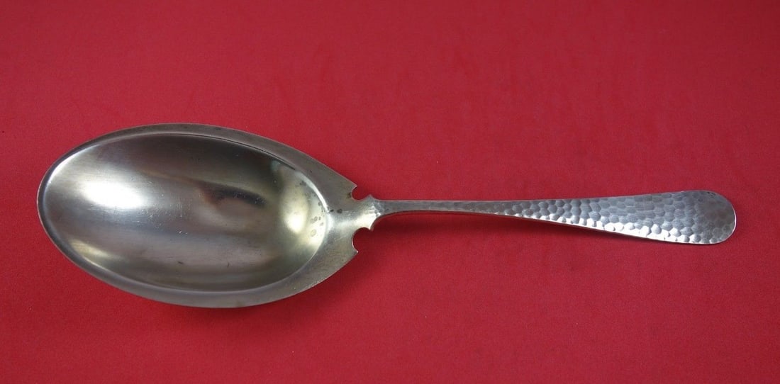 Dominick & Haff Old English Antique Hammered Sterling Silver Berry Spoon Gold Washed 9 7/8" (1 of 2)