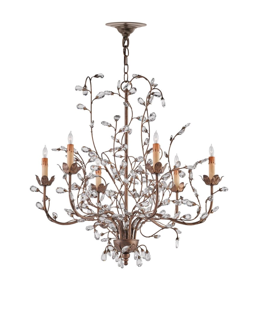 Currey Cupertino Crystal Chandelier Organic Modern Adjustable Height (1 of 3)