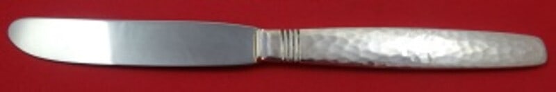 Sterling Silver Dinner Knife Swedish Modern Pattern by Allan Adler 8 3/4 Inch: Sterling Silver Dinner Knife Swedish Modern Pattern by Allan Adler 8 3/4 Inch This Allan Adler Swedish Modern dinner knife features a sterling silver flat handle with a heavily hammered design. The kn