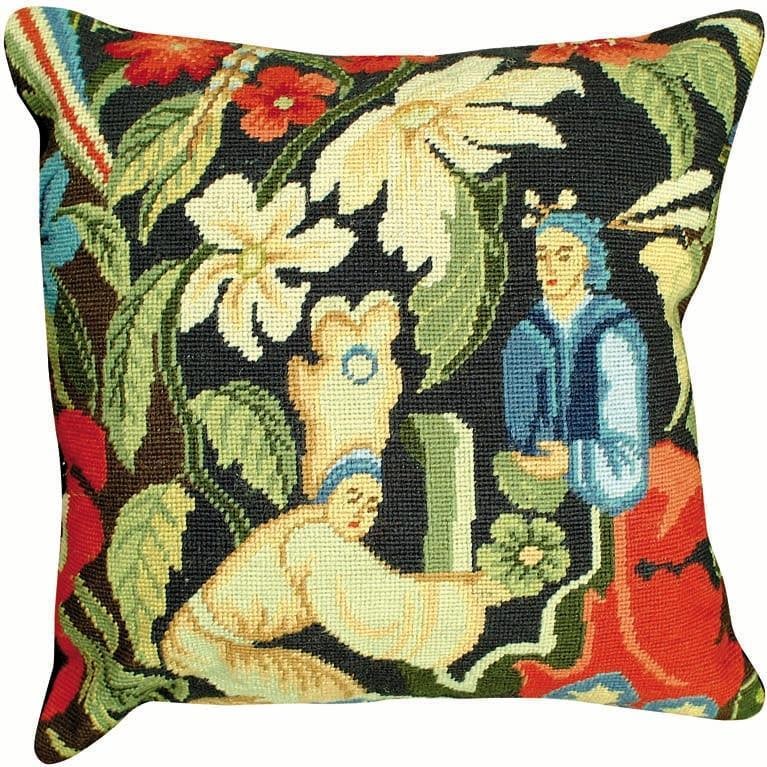 Artisan Medieval Needlepoint Wool Pillow 18x18 St. Cyr Design (1 of 1)