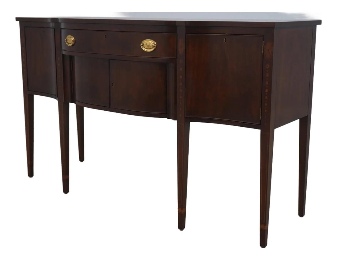 Kittinger Richmond Hill Mahogany Federal Sideboard with Dovetailed Drawers: Kittinger Richmond Hill Mahogany Federal Sideboard with Dovetailed Drawers This exquisite Kittinger Richmond Hill Mahogany Federal Sideboard is a timeless piece that exemplifies high-quality craftsman