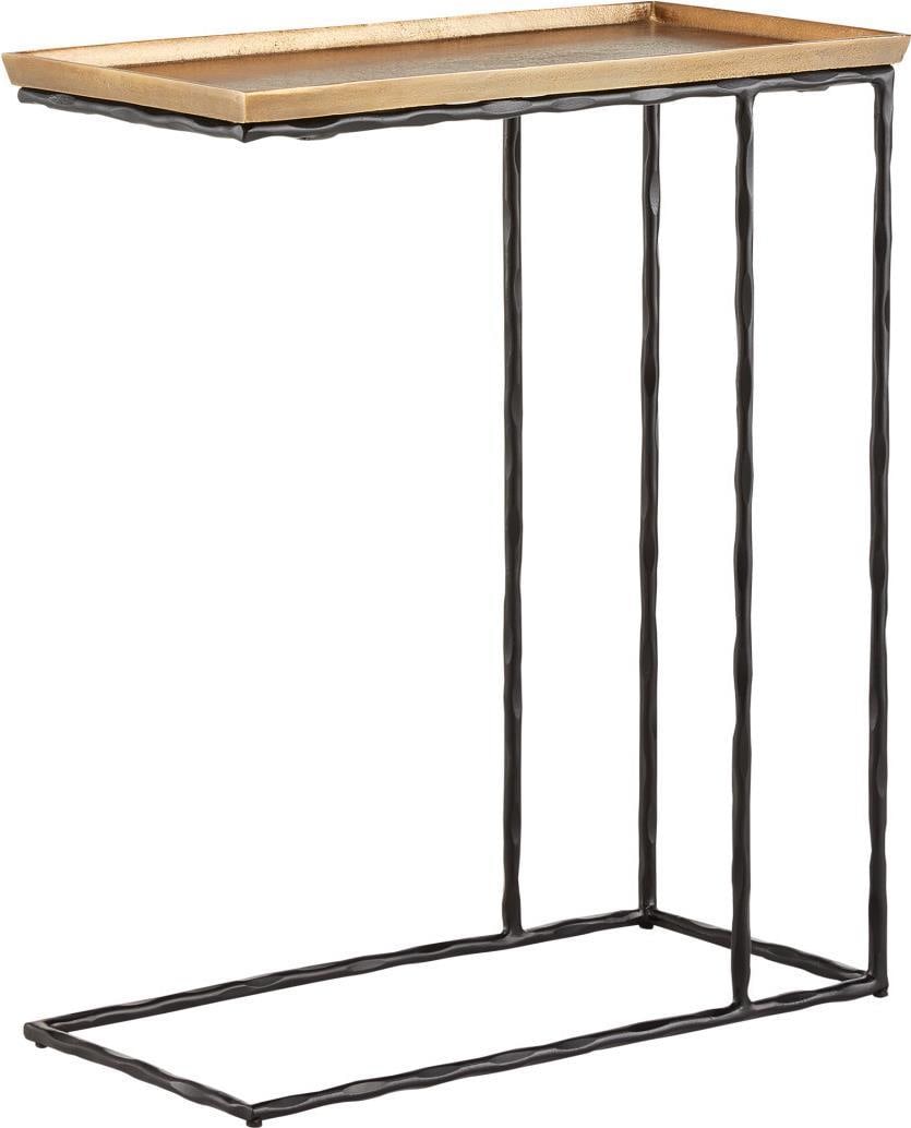 Mid-Century Modern Boyles C Table in Brass by Currey: Mid-Century Modern Boyles C Table in Brass by Currey Discover the perfect blend of style and functionality with this Boyles Brass C Table. Crafted in a chic mid-century modern style, this table is des