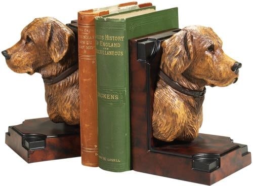 Charming Hand-Cast Yellow Labrador Dog Head Bookends in Lodge Style (1 of 1)