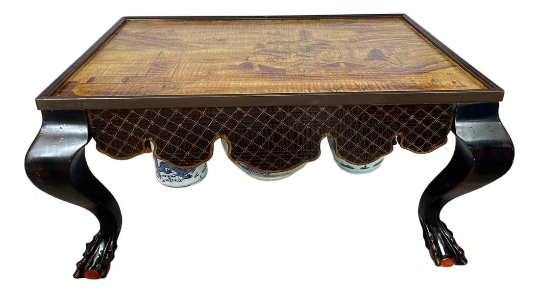 20th Century Lacquer Chinoiserie Cocktail Table with Ball Claw Feet (1 of 10)