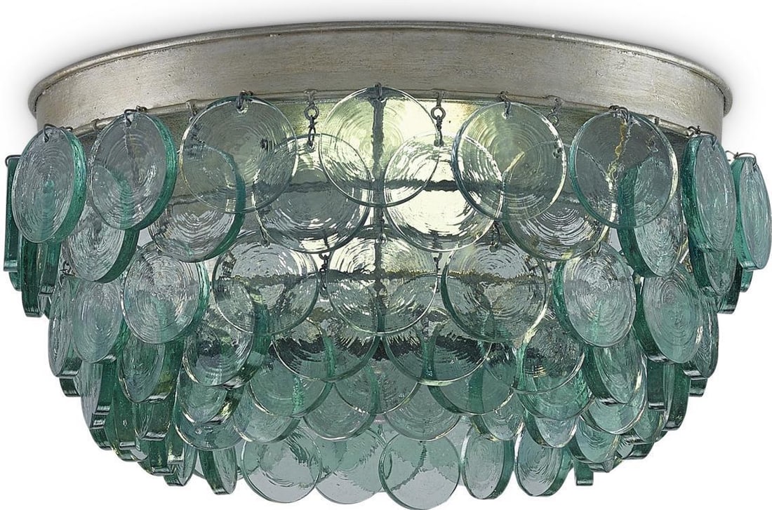 Currey Braithwell Flush Mount Light Silver Leaf Eclectic Design (1 of 3)