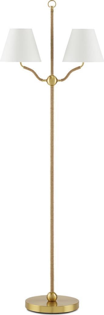 Sirocco Transitional Brass Floor Lamp with Off-White Shade (1 of 4)
