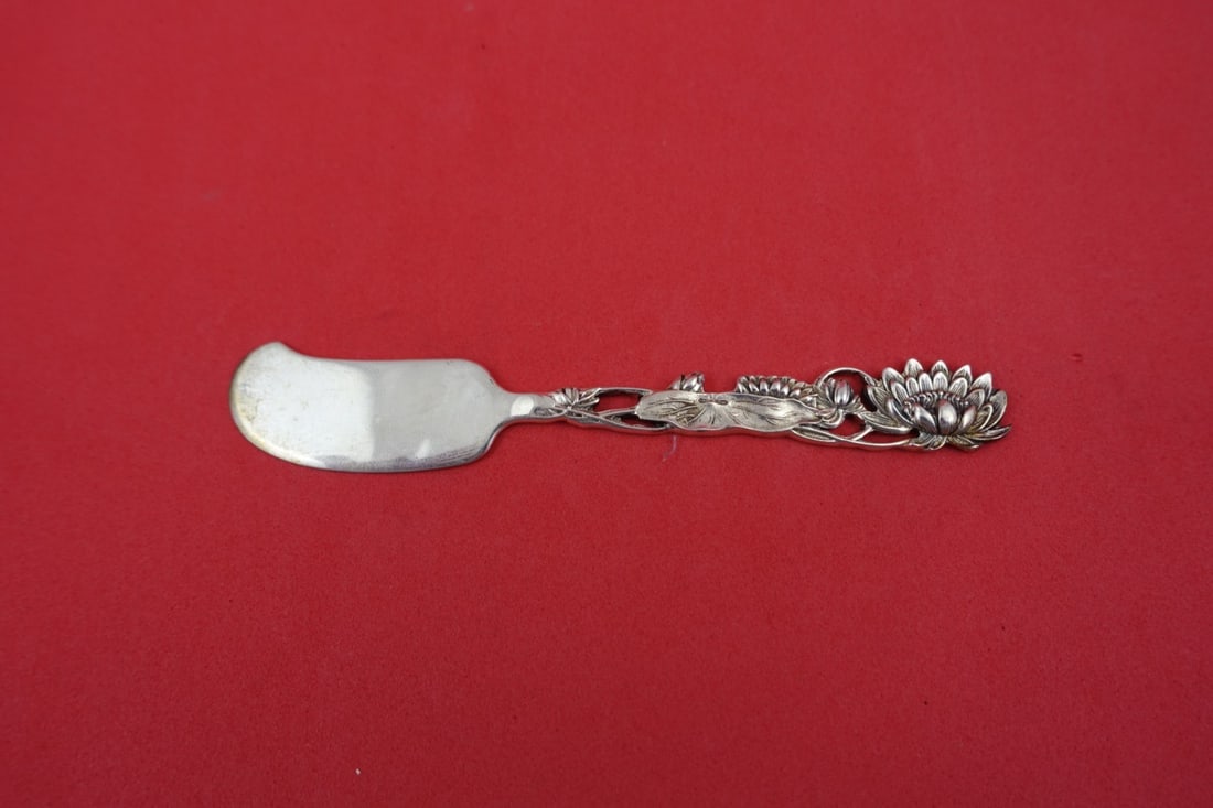 Sterling Silver Pate Knife Flora Pattern Pond Lily Pierced by Shiebler 4 5/8" (1 of 2)