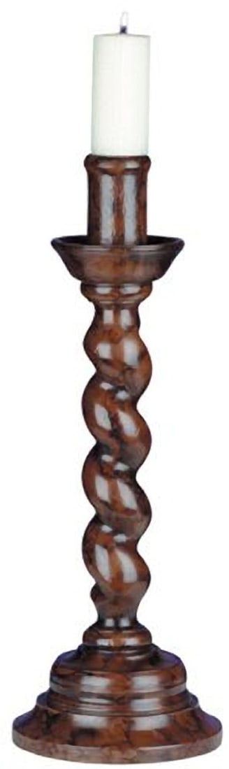 Traditional Lodge Style Rope Twist Candleholder in Chestnut Finish: Traditional Lodge Style Rope Twist Candleholder in Chestnut Finish This item is made at time of order. Please allow 42 to 70 days for production. Add a touch of rustic charm to your home with this Old