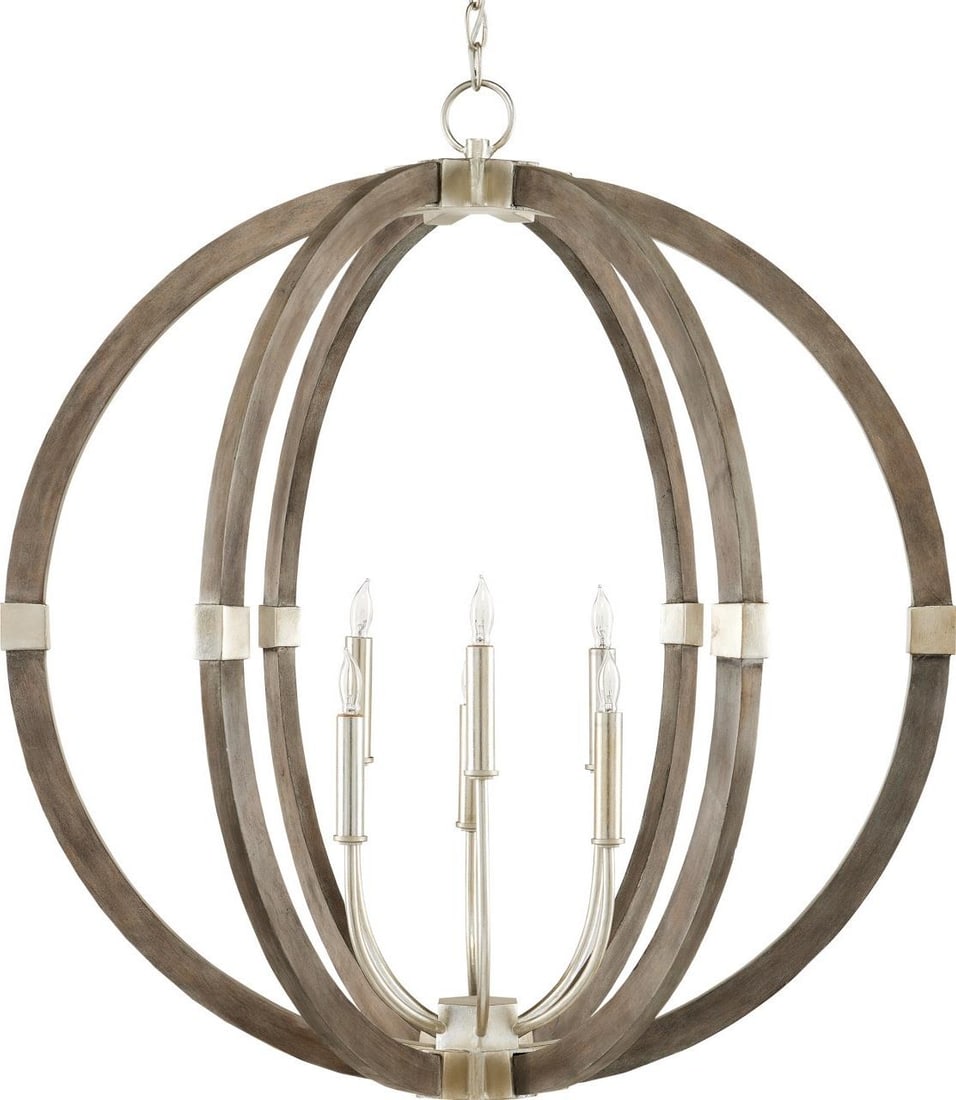 Currey Bastian Arts and Crafts Chandelier Gray Orb Lantern (1 of 5)