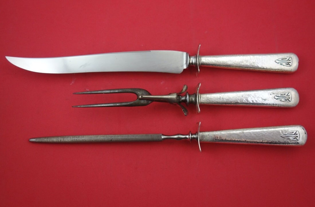 Lebolt #1 Sterling Silver Roast Carving Set 3-Piece Monogrammed (1 of 5)