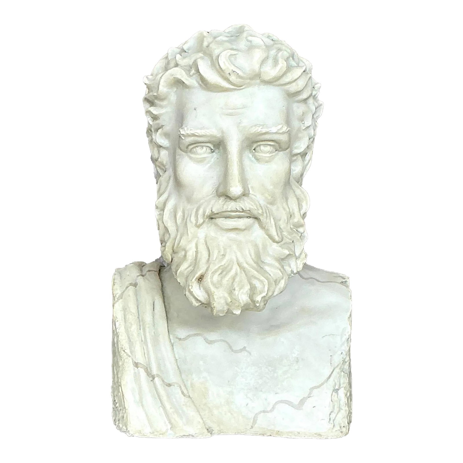 Vintage Boho Resin Bust of Man in Cream Finish: Vintage Boho Resin Bust of Man in Cream Finish Enhance your decor with this Vintage Boho Bust of a man, exuding classical elegance. This intricately detailed sculpture features a timeless and stoic