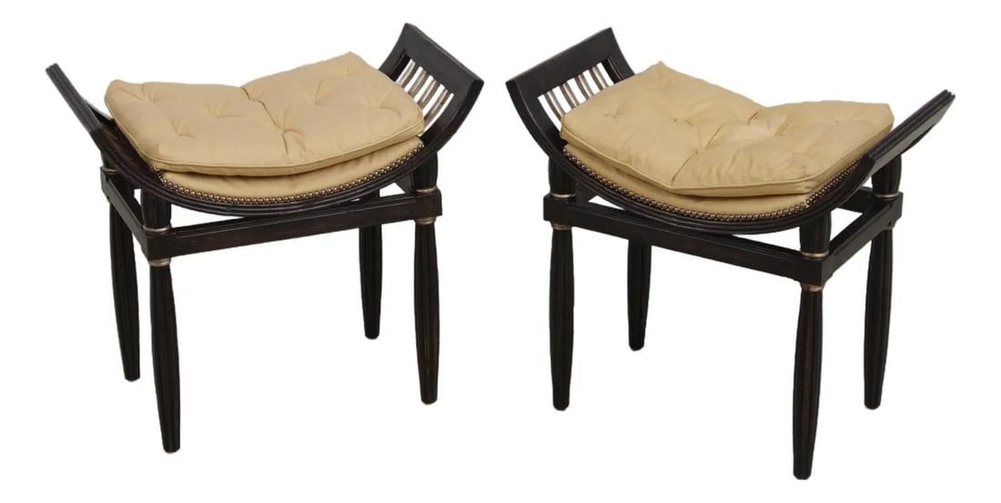 Ferguson Copeland Ebony Bronze Wash Upholstered Pair Stools (1 of 10)