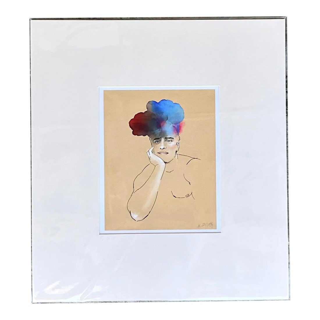 Hand Signed Modern Art Print Featuring Color Portrait Study of Man (1 of 5)