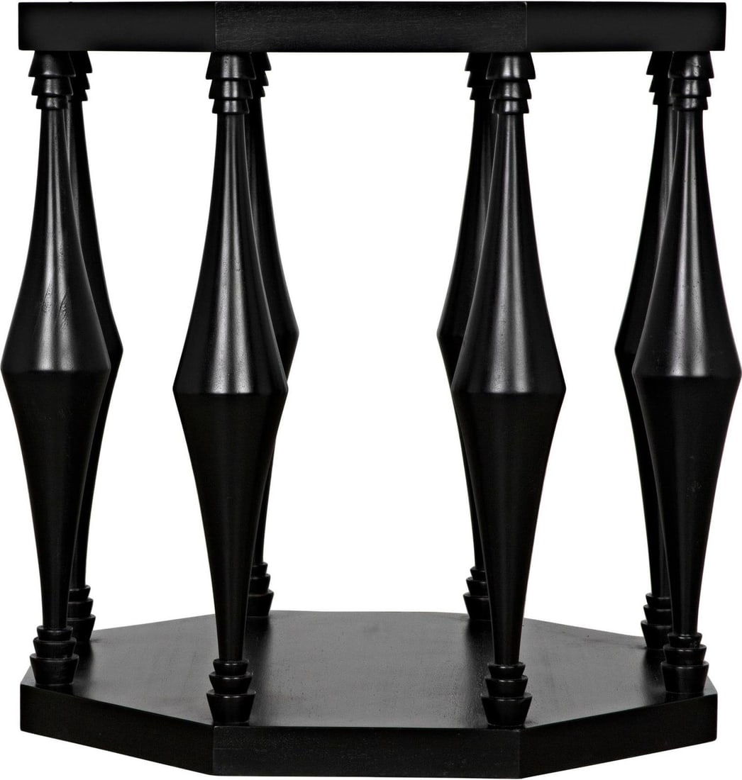 Regency Style Noir Marceo Mahogany Side Table Hand-Rubbed Black: Regency Style Noir Marceo Mahogany Side Table Hand-Rubbed Black Discover the elegance of this exquisite mahogany side table featuring a regal hand-rubbed black finish. With its Regency style, this sid