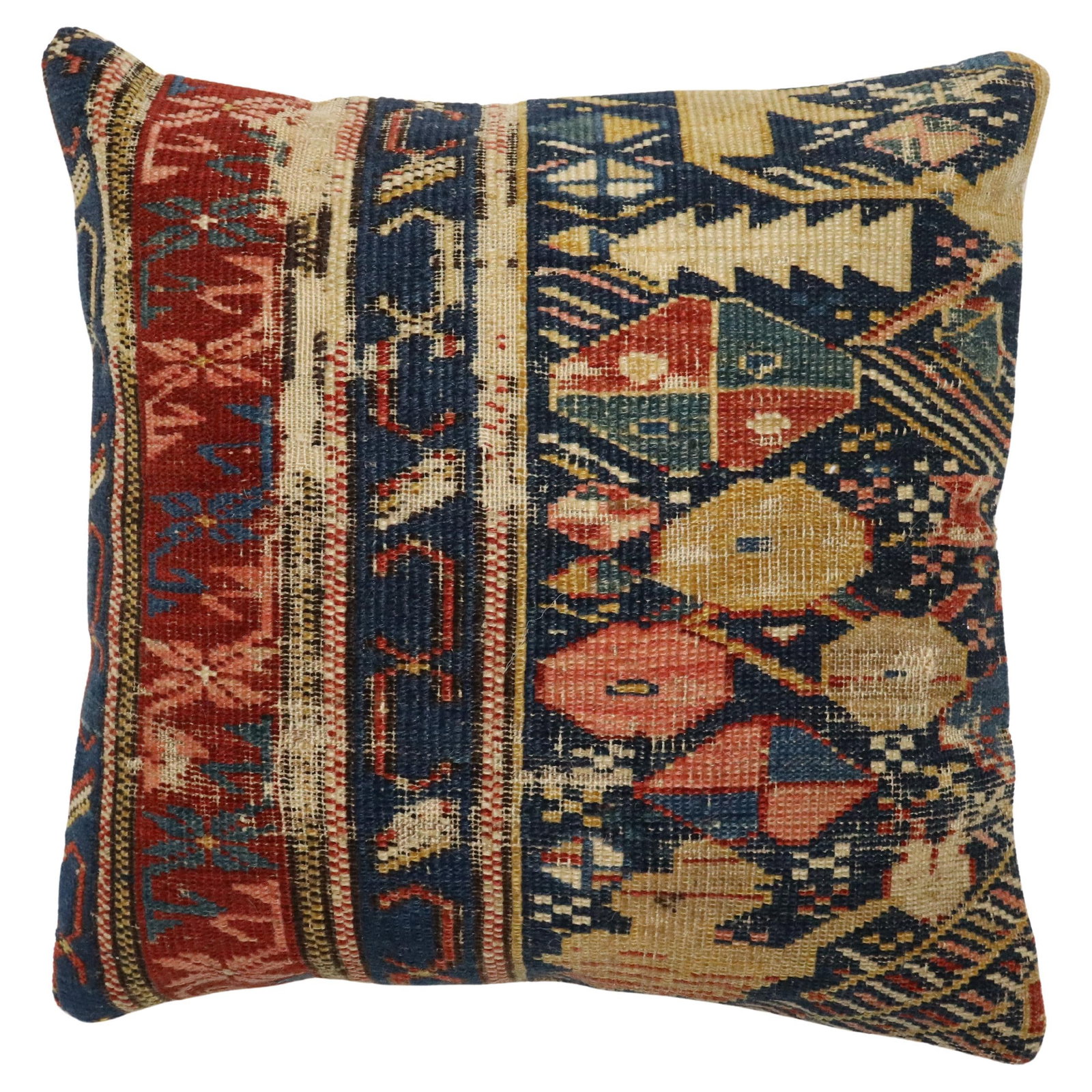 19th Century Caucasian Rug Pillow Futurist Design 15 x 15 (1 of 4)