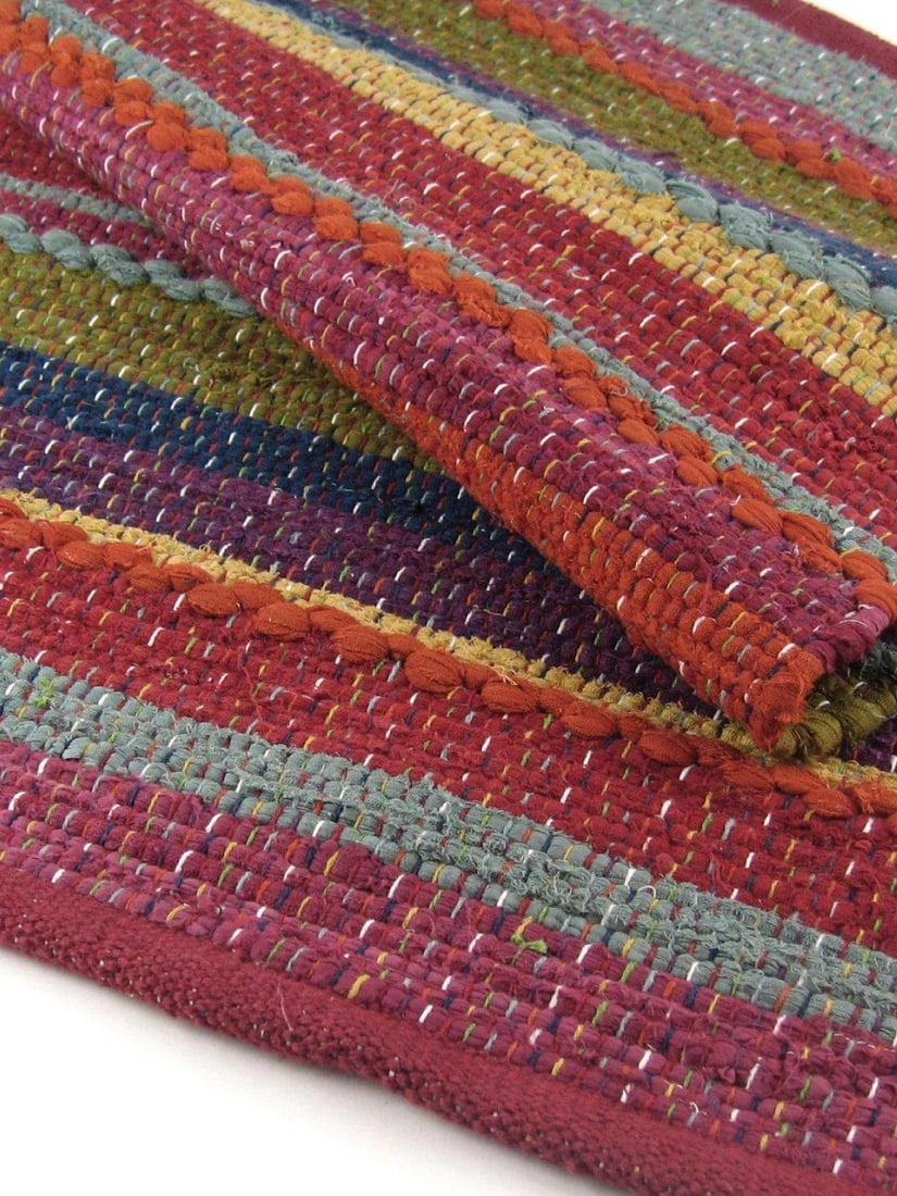Boho Chic Handcrafted 100% Cotton Multi-Color Rug 24 x 72: Boho Chic Handcrafted 100% Cotton Multi-Color Rug 24 x 72 Enhance your space with this handcrafted cotton rug, featuring a vibrant mix of colors that brings a boho chic style to any room. Made from 10