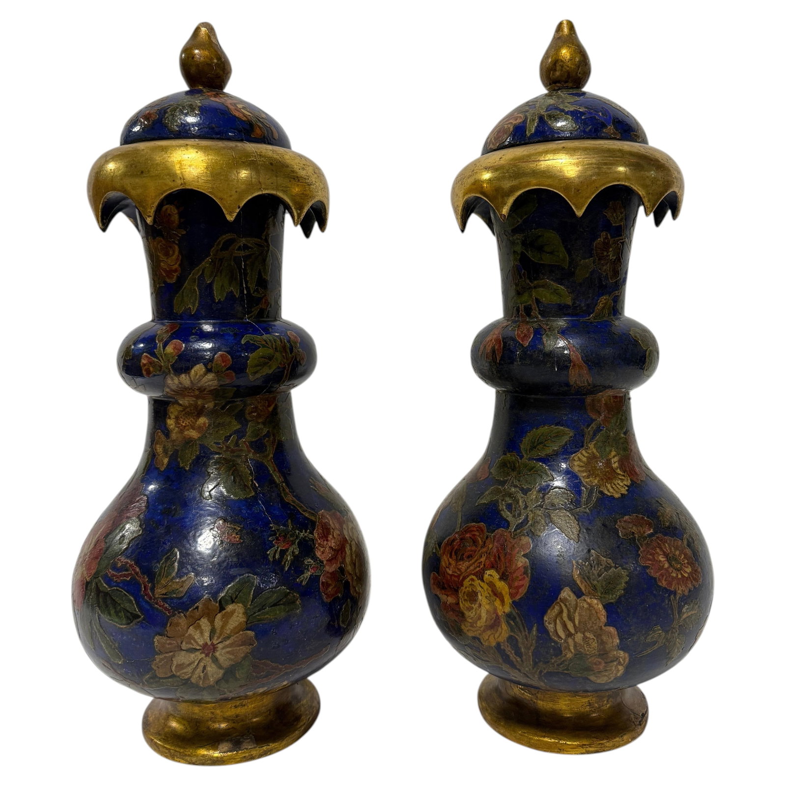 Set of 2 English giltwood Brighton Pavilion style vases (1 of 9)