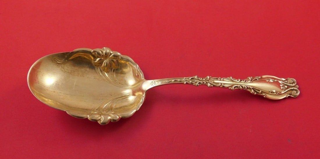 Frank Whiting Josephine Sterling Silver Vermeil Berry Spoon 9" (1 of 1)