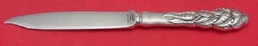 Tiffany and Co Ailanthus Sterling Silver Serrated Fruit Knife 7 inches: Tiffany and Co Ailanthus Sterling Silver Serrated Fruit Knife 7 inches Discover the exquisite Ailanthus fruit knife by Tiffany and Co., crafted from sterling silver. This serrated knife, featuring a h