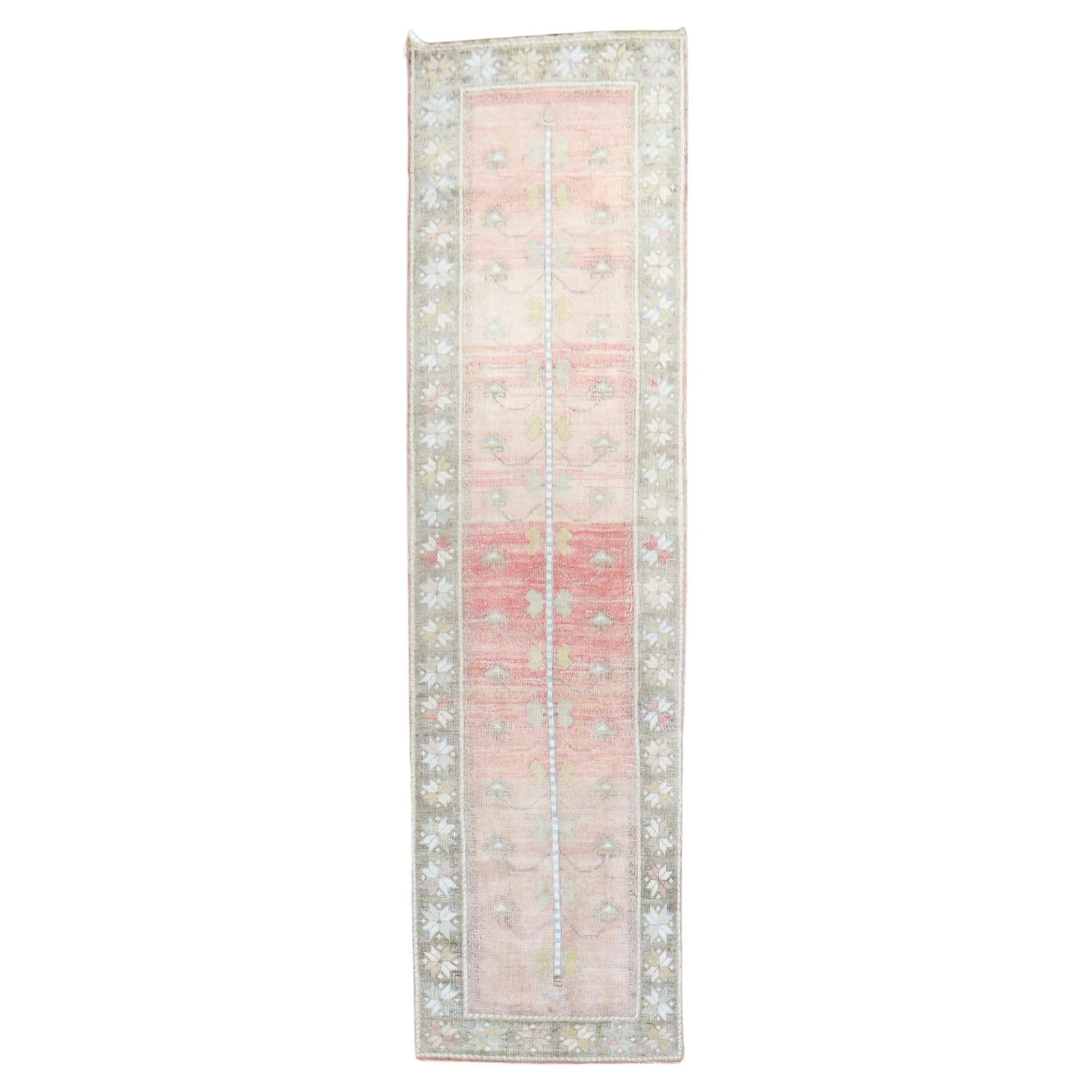 Romantic Mid-20th Century Turkish Floral Wool Runner 31 x 116: Romantic Mid-20th Century Turkish Floral Wool Runner 31 x 116 This exquisite Turkish Anatolian runner features a romantic all-over floral design, embodying the artistry of mid-20th century craftsmansh