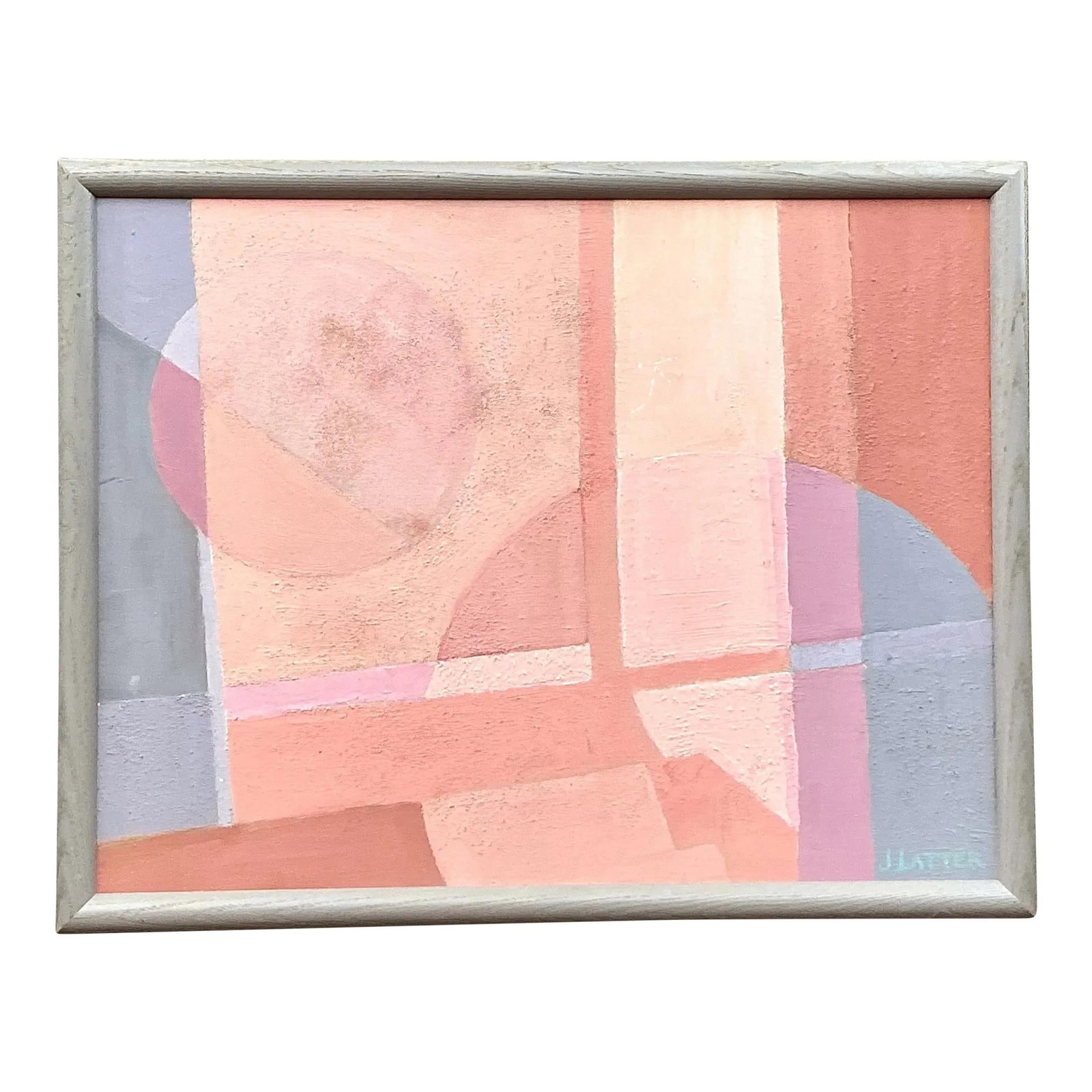 Vintage Boho Abstract Oil Painting on Canvas 19x15 Light Pink (1 of 6)