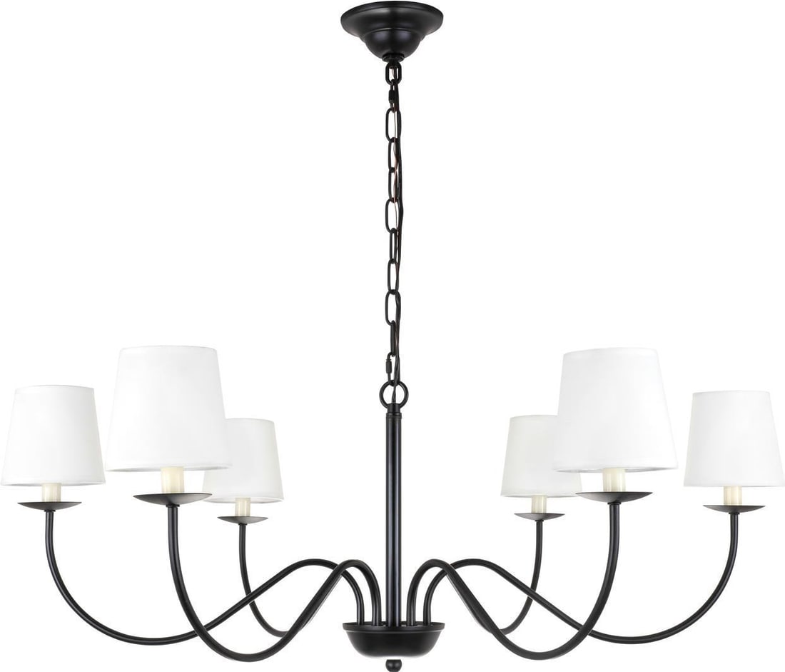 Elegant Lighting Eclipse Black & White Chandelier 6 Bulb UL-Listed (1 of 1)