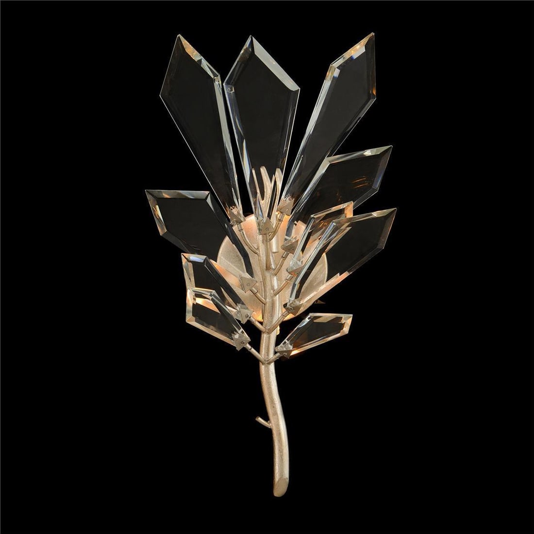 John-Richard Kotta Baroque Cut Crystal Wall Sconce Silver Leaf (1 of 1)
