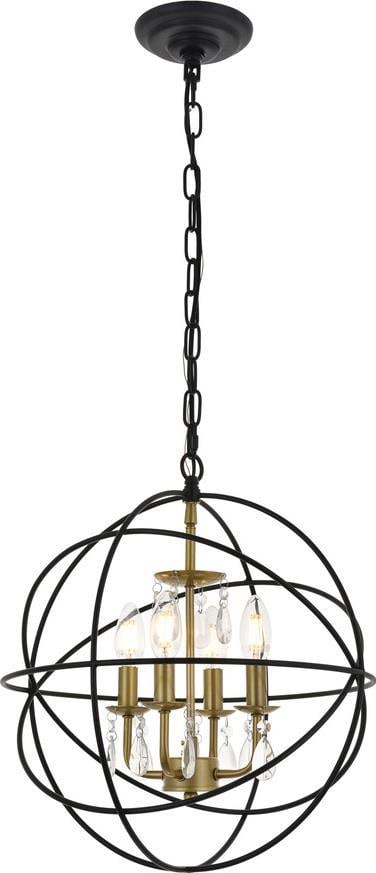 Elegant Lighting Wallace 4-Light Pendant in Black and Brass: Elegant Lighting Wallace 4-Light Pendant in Black and Brass Illuminate your space with the stylish Wallace 4-Light Pendant Light, featuring a modern design that combines a matte black finish with eleg