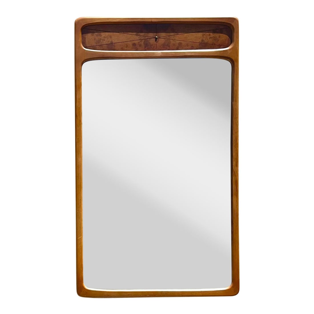 Vintage Mid-Century Modern Chocolate Burl Wood Mirror 32.25 x 55.25 (1 of 5)
