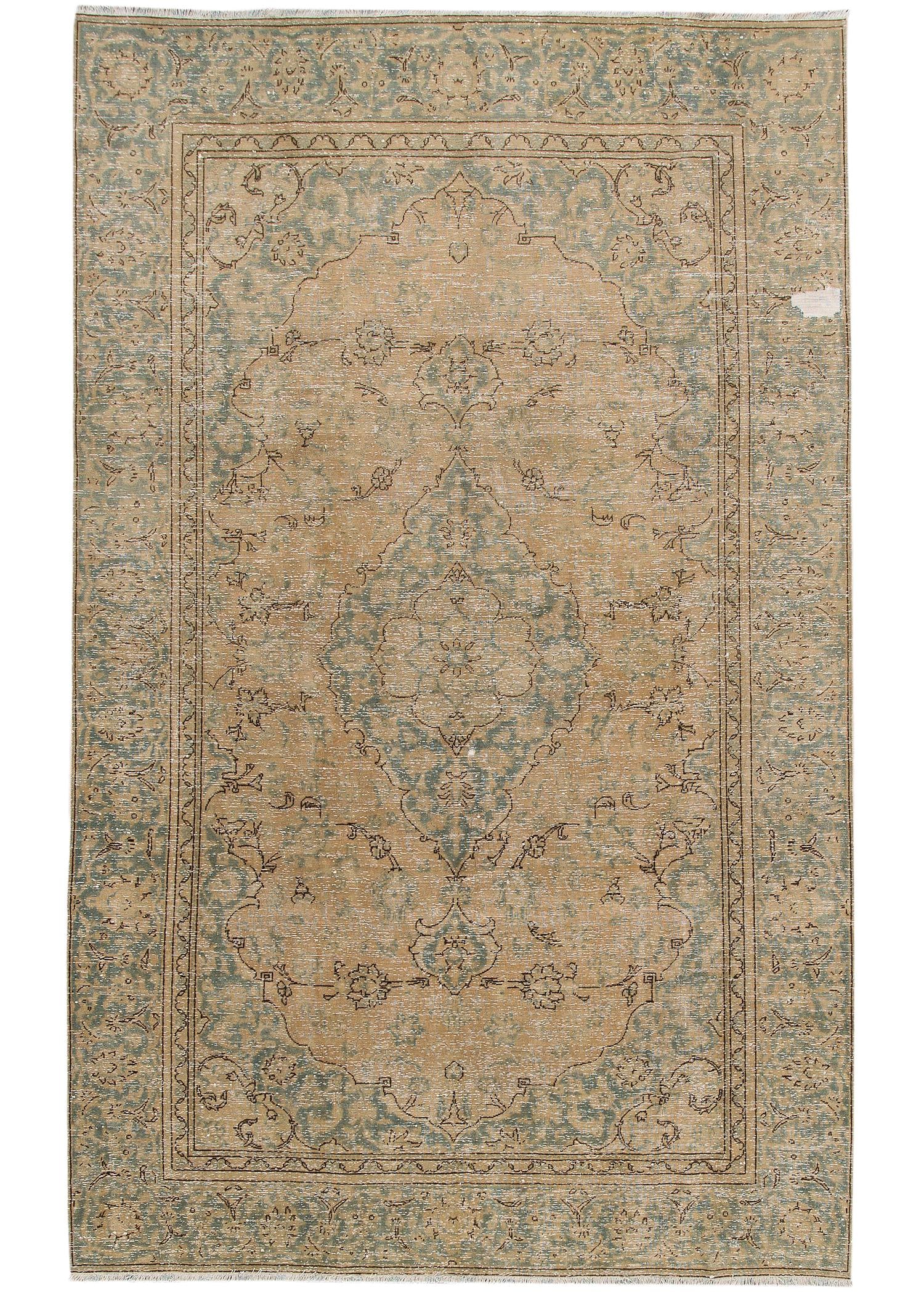 Hand-Knotted Vintage Persian Tabriz Rug Medallion Design Beige Wool 5'10 x 9'5 (1 of 6)