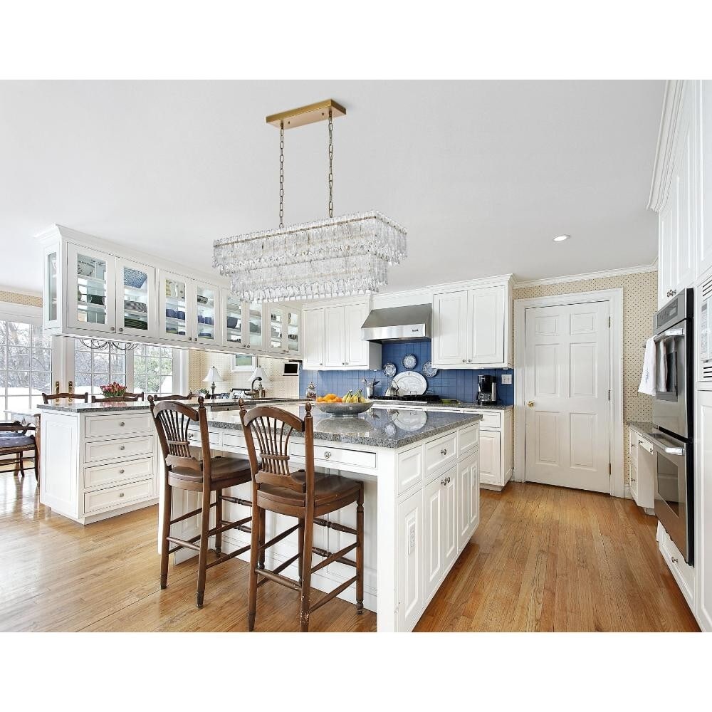 Emilia 8-Light Satin Gold Crystal Chandelier 50 Inch (1 of 13)