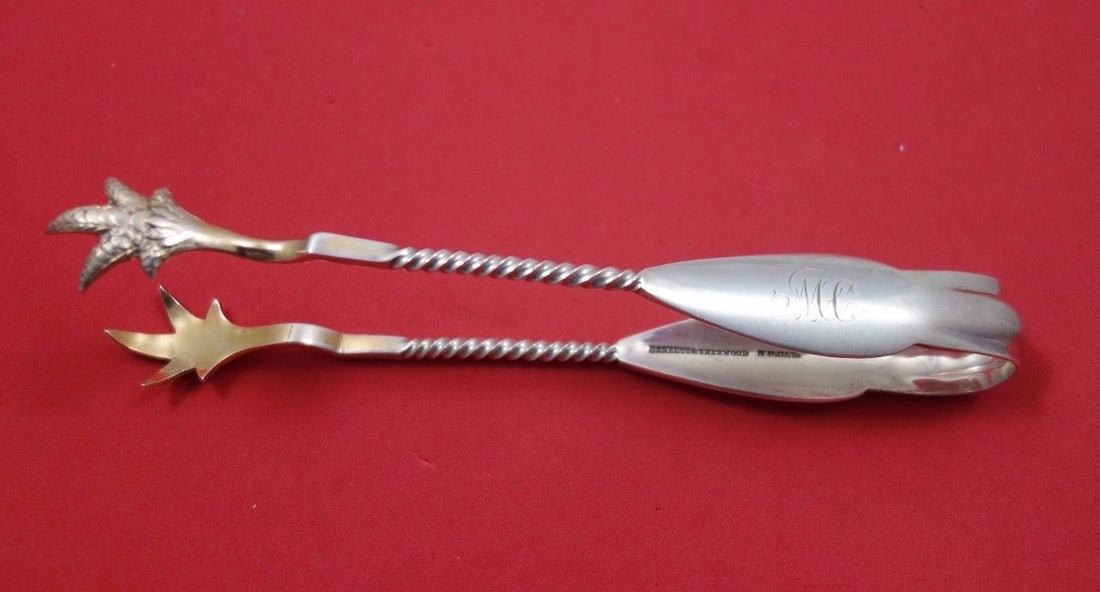Barrett & Sherwood Twist Sterling Silver Ice Tong Gold Wash 6.75" (1 of 1)