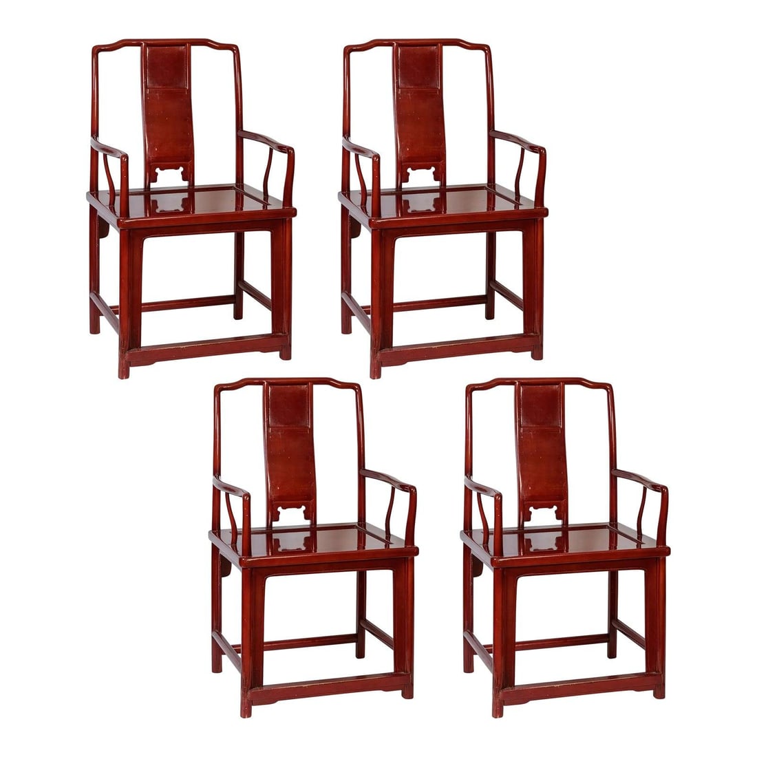 Vintage Set of 4 Ming Style Dining Chairs Red Lacquer (1 of 10)