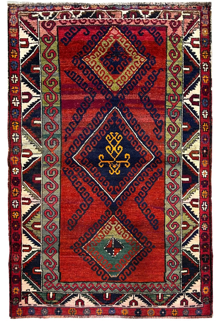 4.1 x 6.1 Red Antique Russian Kazak Handmade Wool Rug (1 of 12)