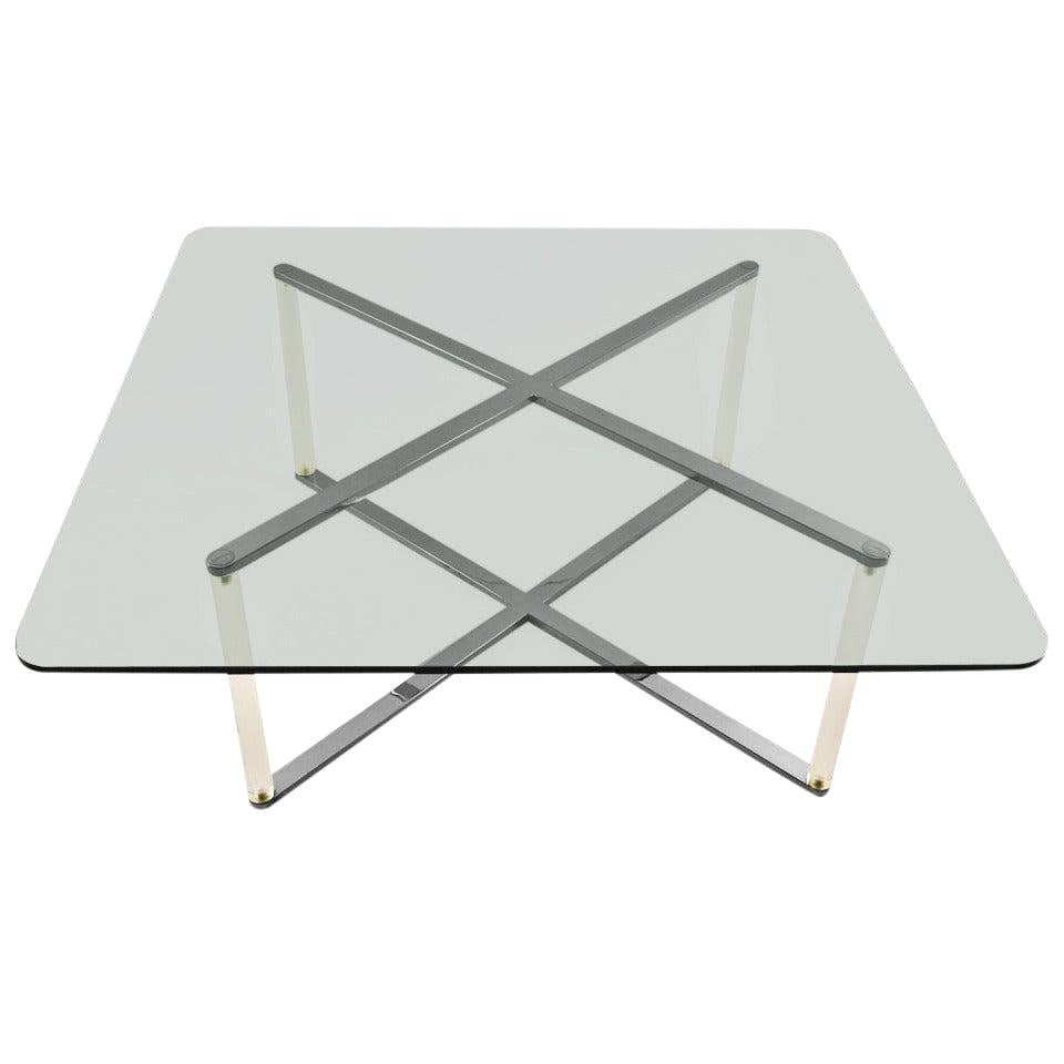 Charles Hollis Jones Chrome Lucite Glass Top Coffee Table (1 of 7)